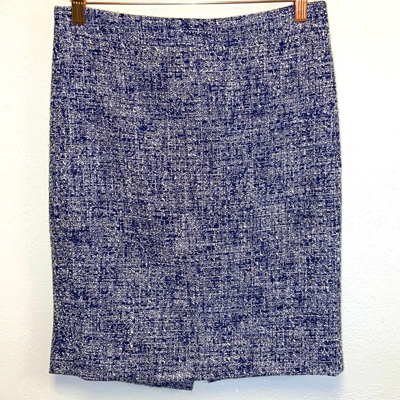 J. Crew Dresses & Skirts - J.Crew Size 2 Navy and White Marled Pencil Skirt: 4840